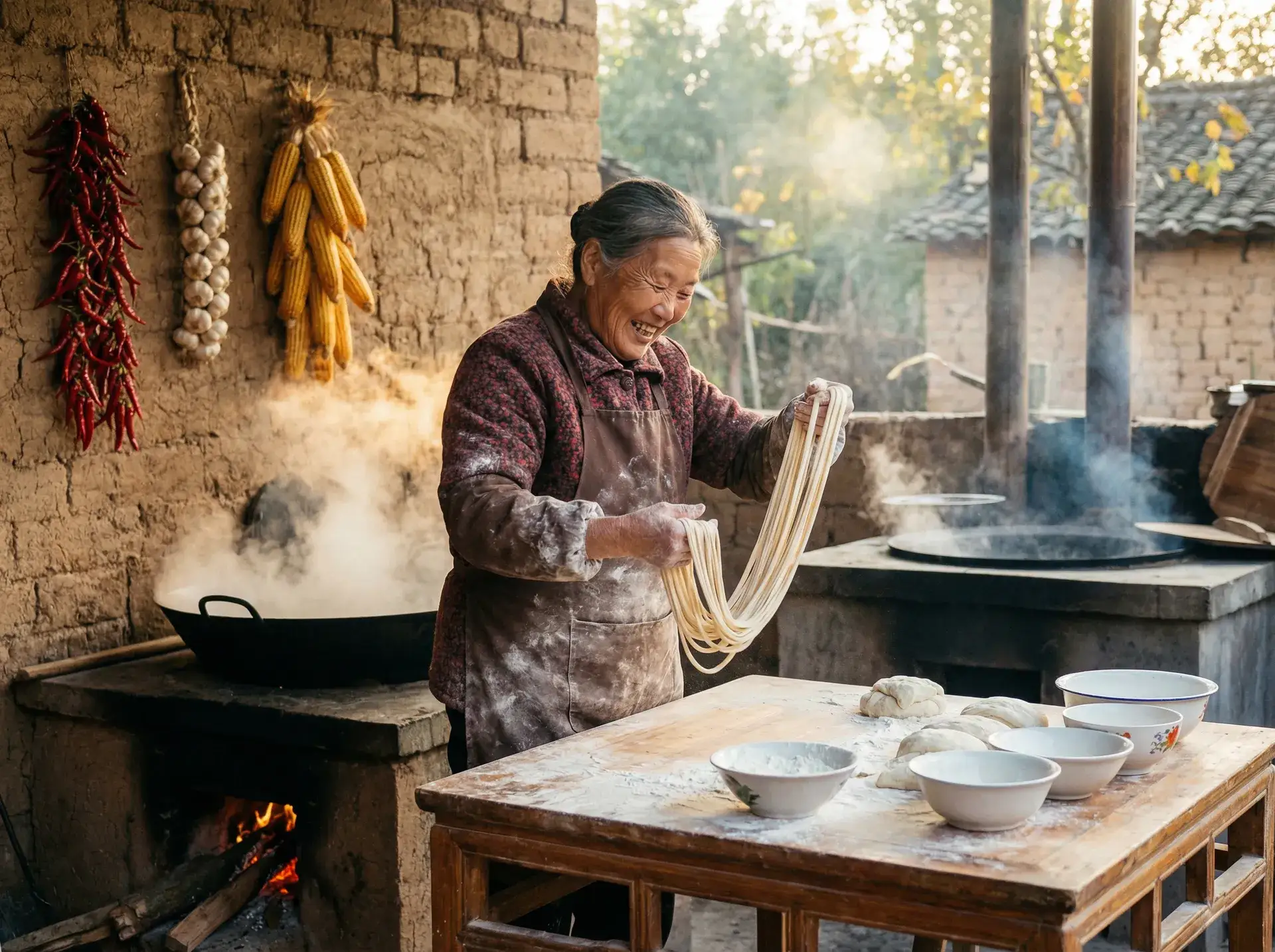 农家大嫂手擀面 - huangsedongman 乡村美食